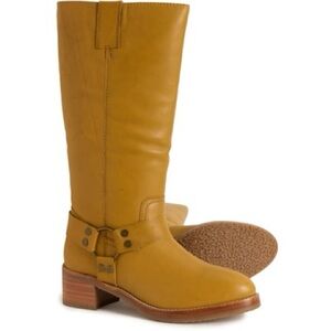 Frye Camryn Tall Pull On Harness Boots Banana Yellow Leather Women’s 9 Western